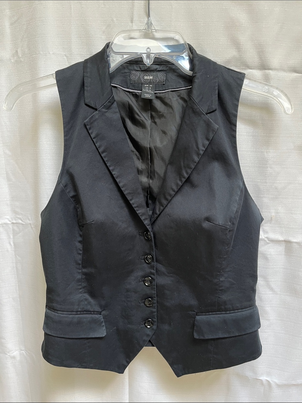 H&M Black Sleeveless Tailored Vest